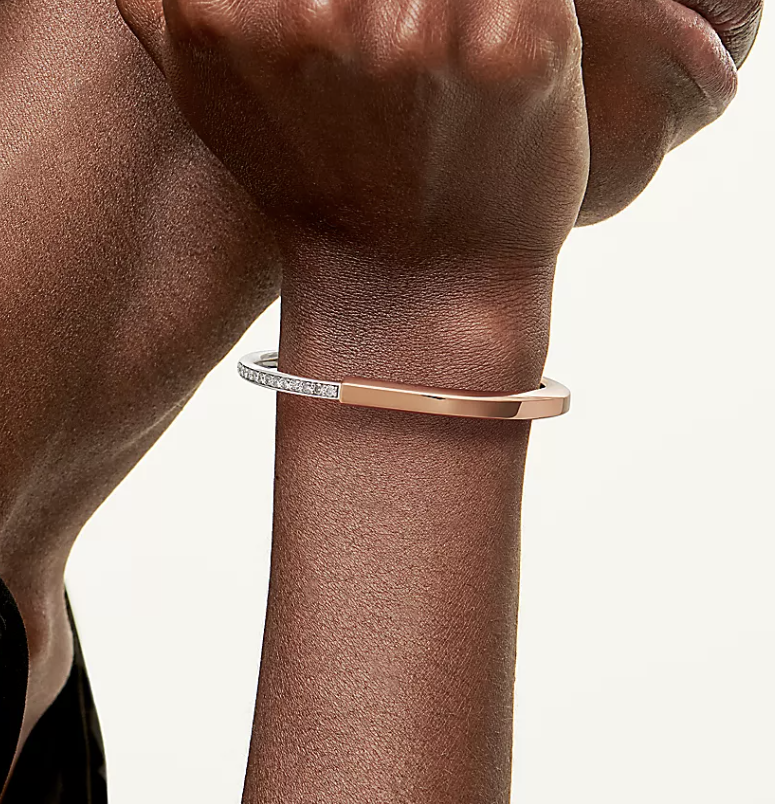 [Resenara Jewelry]LOCK BRACELET ROSE AND WHITE GOLD DIAMOND