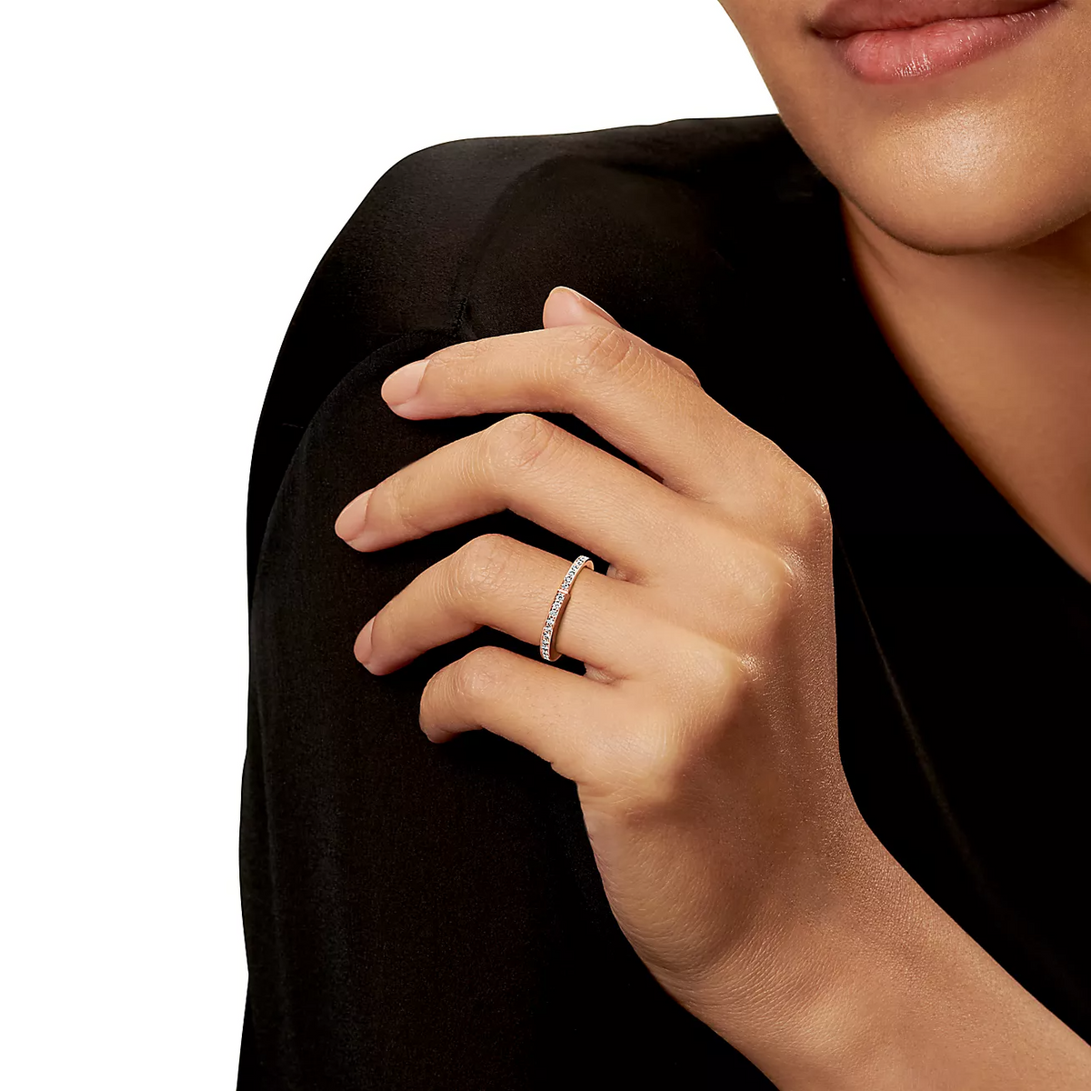 [Resenara Jewelry]LOCK RING PINK GOLD DIAMOND PAVED