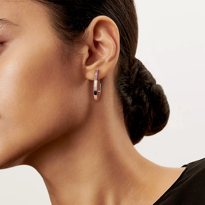 [Resenara Jewelry]LOCK MEDIUM PINK DIAMOND PINK GOLD EARRINGS