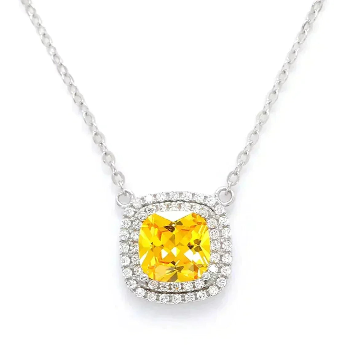 [Resenara Jewelry]SPARKLERS CITRINE GEMSTONE PENDANT NECKLACE STERLING SILVER