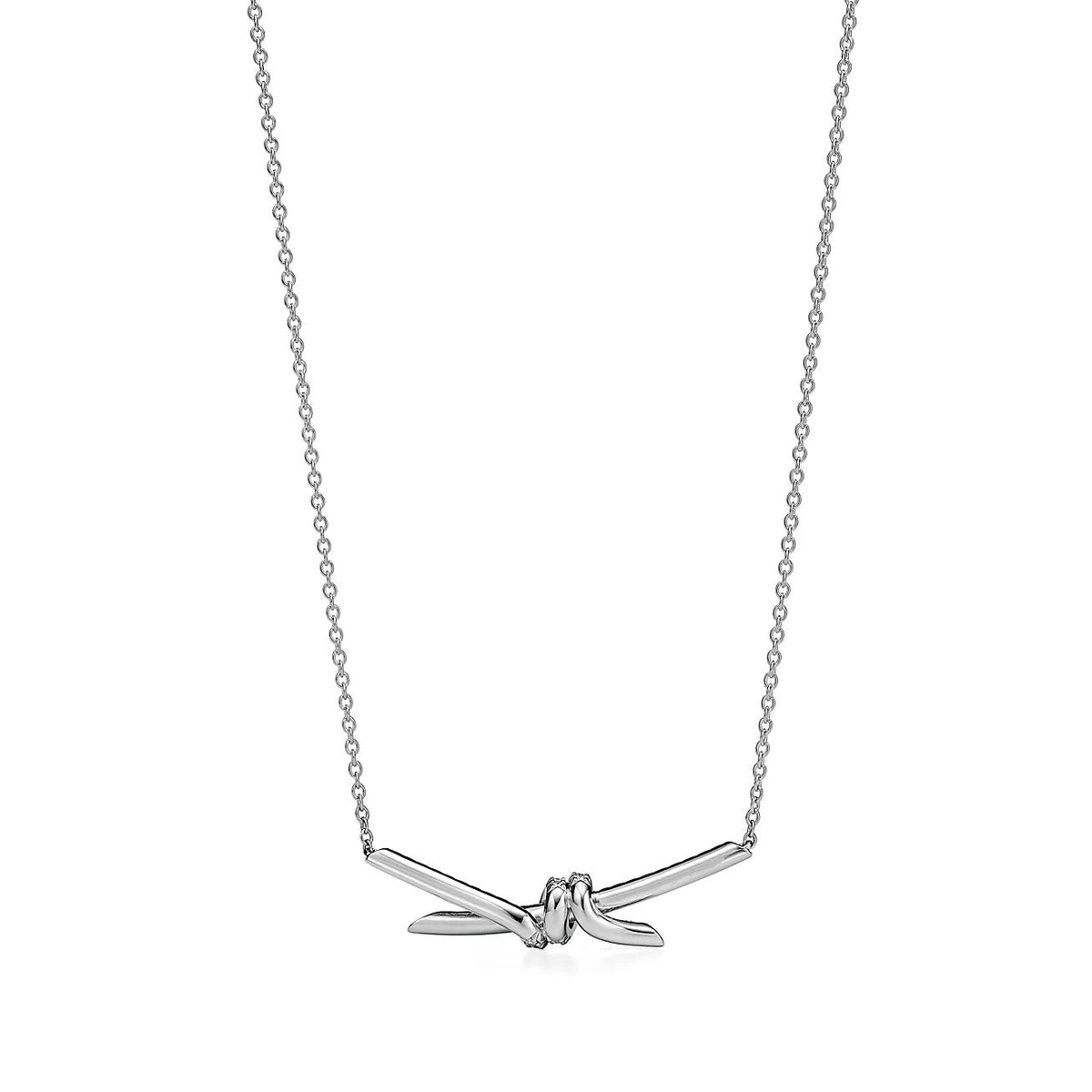[Resenara Jewelry]KNOT PENDANT SILVER DIAMOND NECKLACE