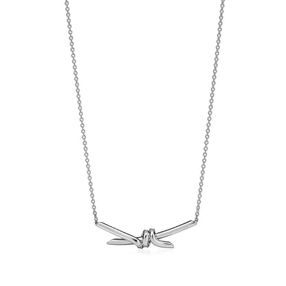 [Resenara Jewelry]KNOT PENDANT SILVER DIAMOND NECKLACE