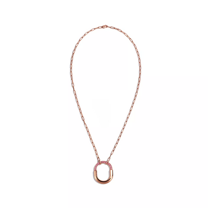 [Resenara Jewelry]LOCK MEDIUM PENDANT PINK DIAMOND PINK GOLD NECKLACE