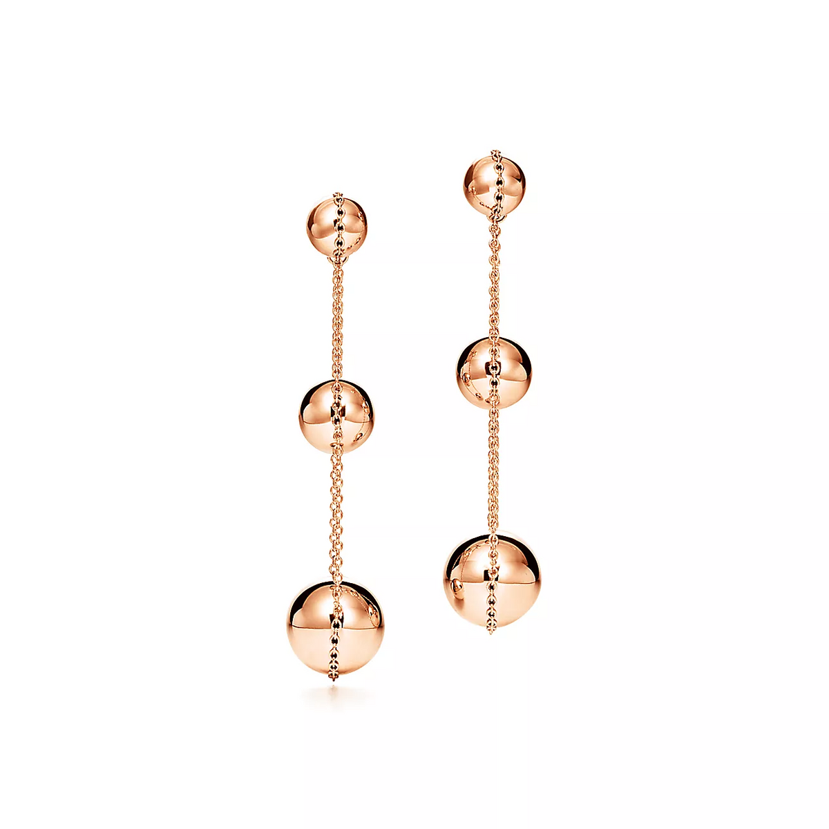 [Resenara Jewelry]TRIPLE DROP PINK GOLD EARRINGS