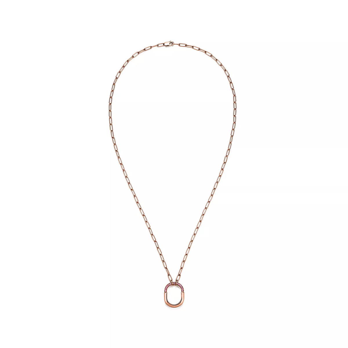 [Resenara Jewelry]LOCK SMALL PENDANT PINK DIAMOND PINK GOLD NECKLACE