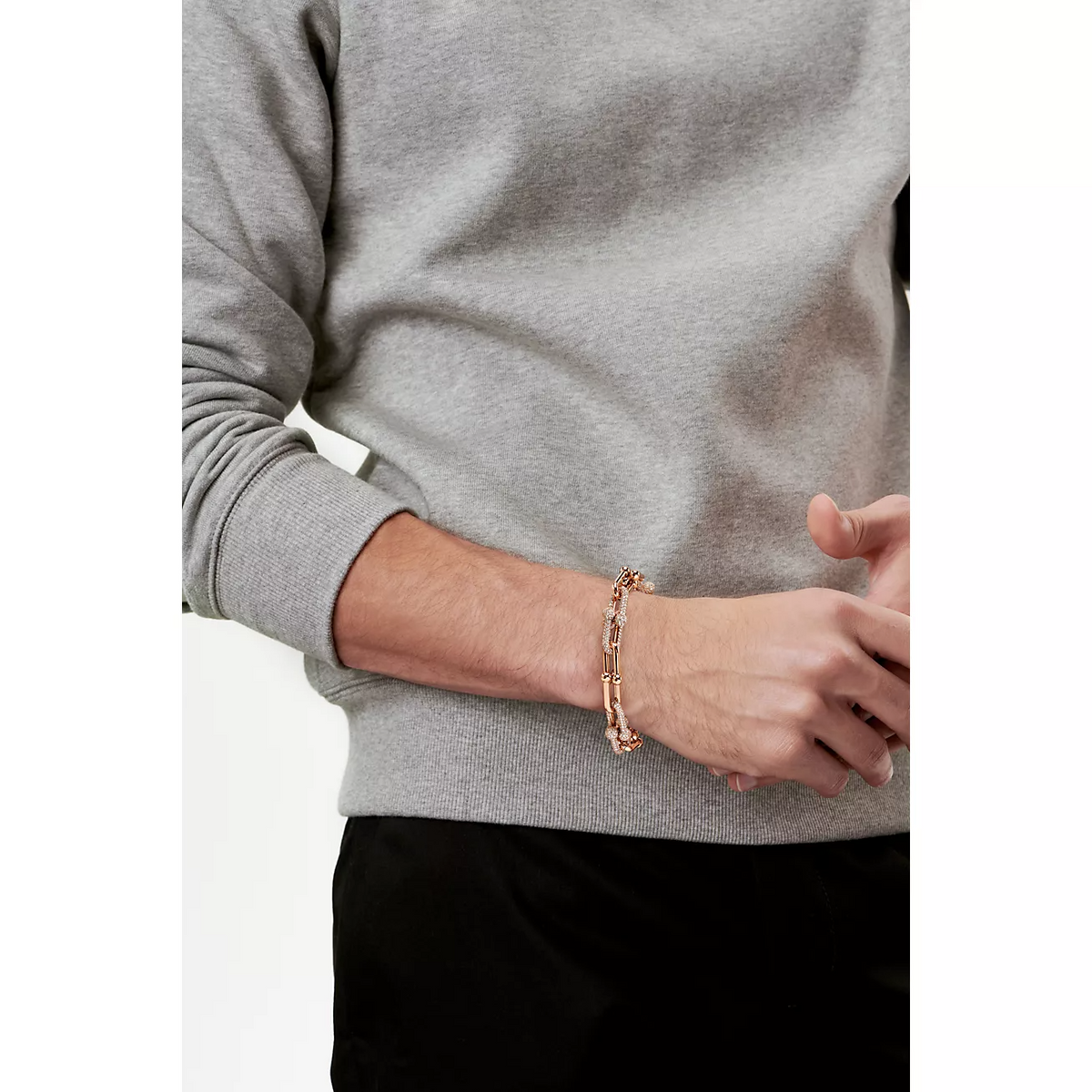 [Resenara Jewelry]HARDWEAR LARGE LINK PINK GOLD PAVED DIAMOND BRACELET