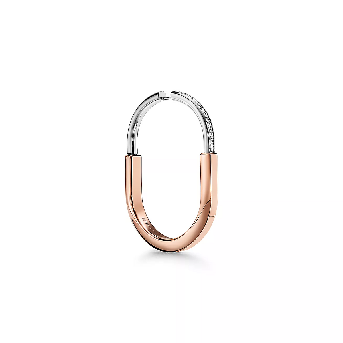 [Resenara Jewelry]LOCK EARRINGS ROSE AND WHITE GOLD DIAMONDS EXTRA LARGE