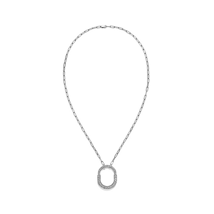 [Resenara Jewelry]LOCK NECKLACE MEDIUM PENDANT SILVER PAVED DIAMONDS