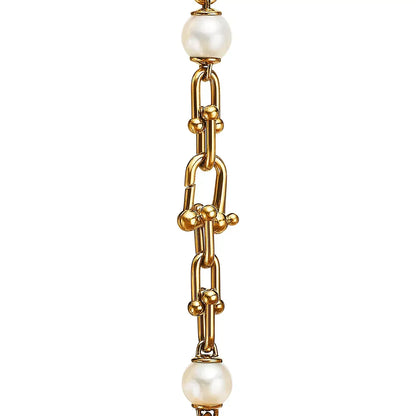 [Resenara Jewelry]LINK BRACELET GOLD WITH FRESHWATER PEARLS