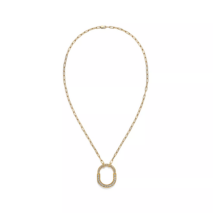 [Resenara Jewelry]LOCK NECKLACE MEDIUM PENDANT GOLD PAVED DIAMONDS