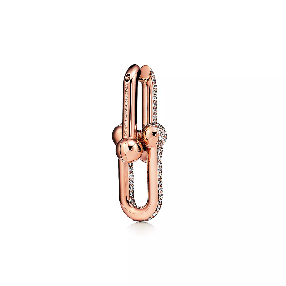 [Resenara Jewelry]LARGE LINK EARRINGS PINK GOLD WITH PAVED DIAMONDS