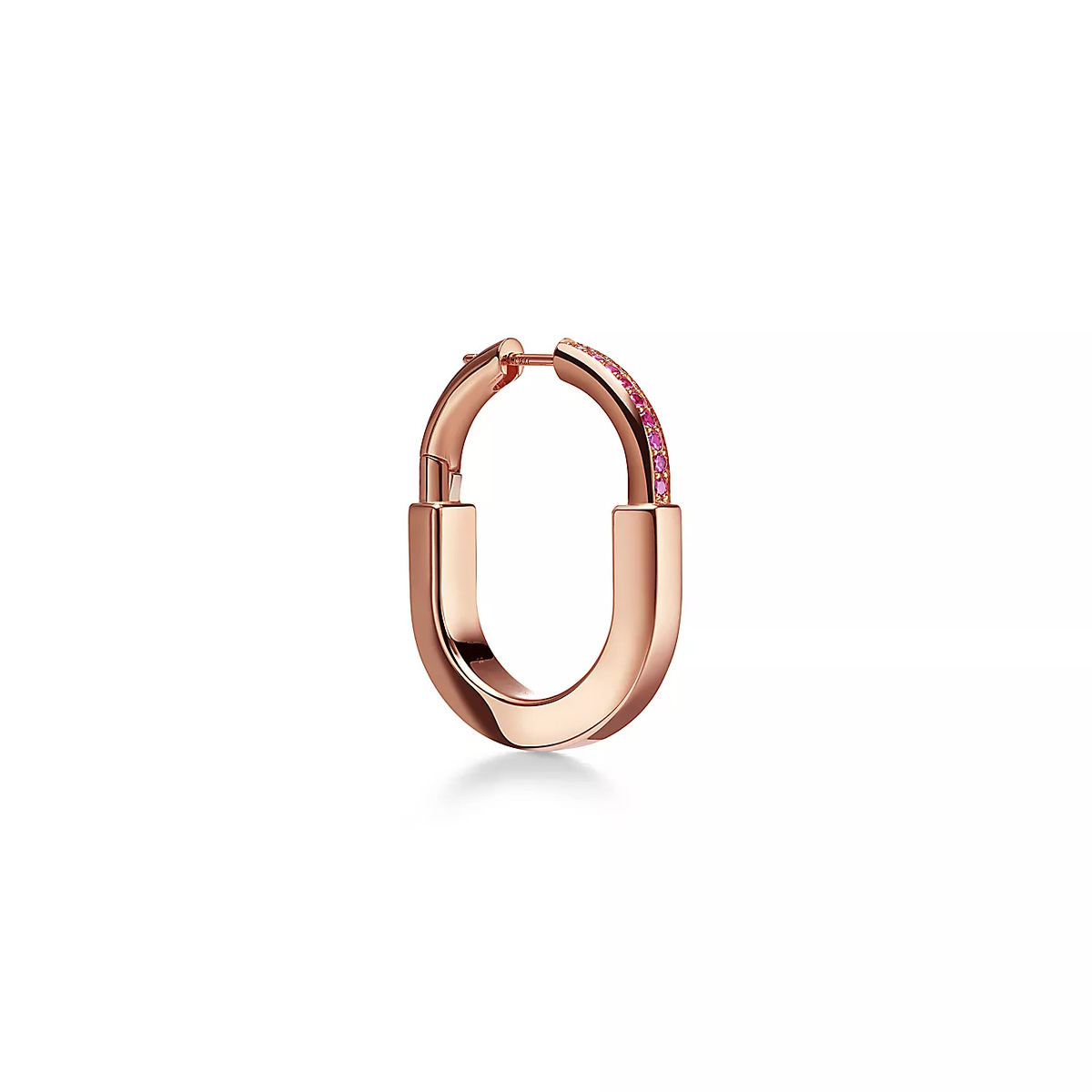 [Resenara Jewelry]LOCK MEDIUM PINK DIAMOND PINK GOLD EARRINGS