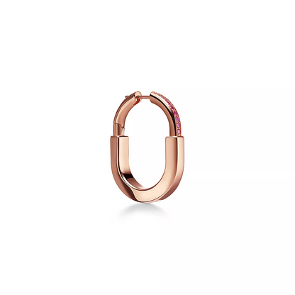 [Resenara Jewelry]LOCK MEDIUM PINK DIAMOND PINK GOLD EARRINGS