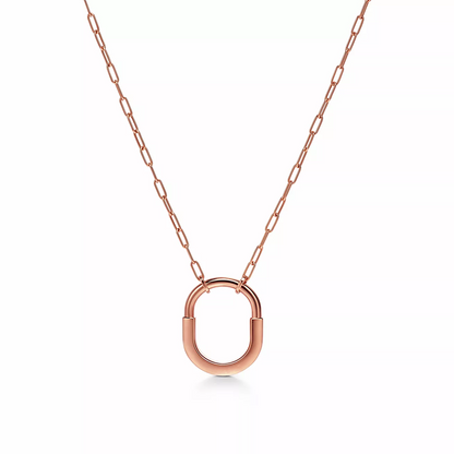 [Resenara Jewelry]LOCK MEDIUM PENDANT PINK DIAMOND PINK GOLD NECKLACE
