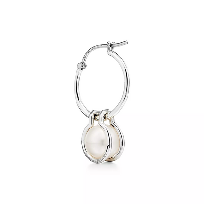 [Resenara Jewelry]PEARL HOOP SILVER EARRINGS