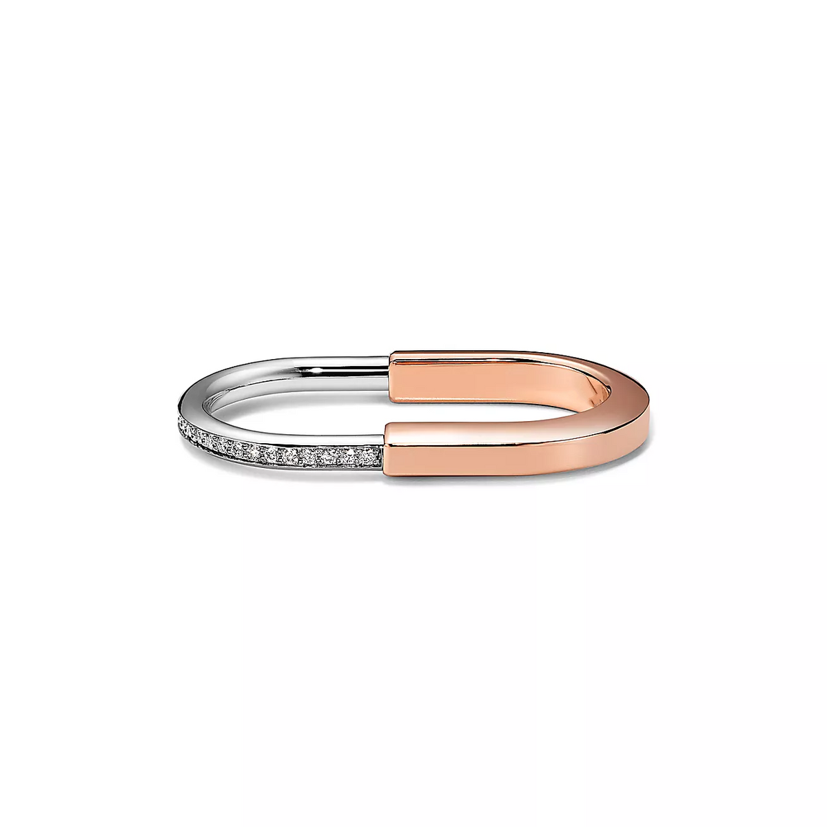 [Resenara Jewelry]LOCK RING TOW-FINGER ROSE AND WHITE GOLD DIAMONDS