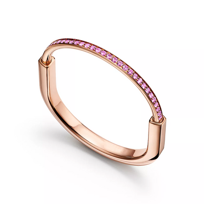 [Resenara Jewelry]LOCK BRACELET ROSE DIAMOND PINK GOLD