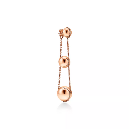 [Resenara Jewelry]TRIPLE DROP PINK GOLD EARRINGS