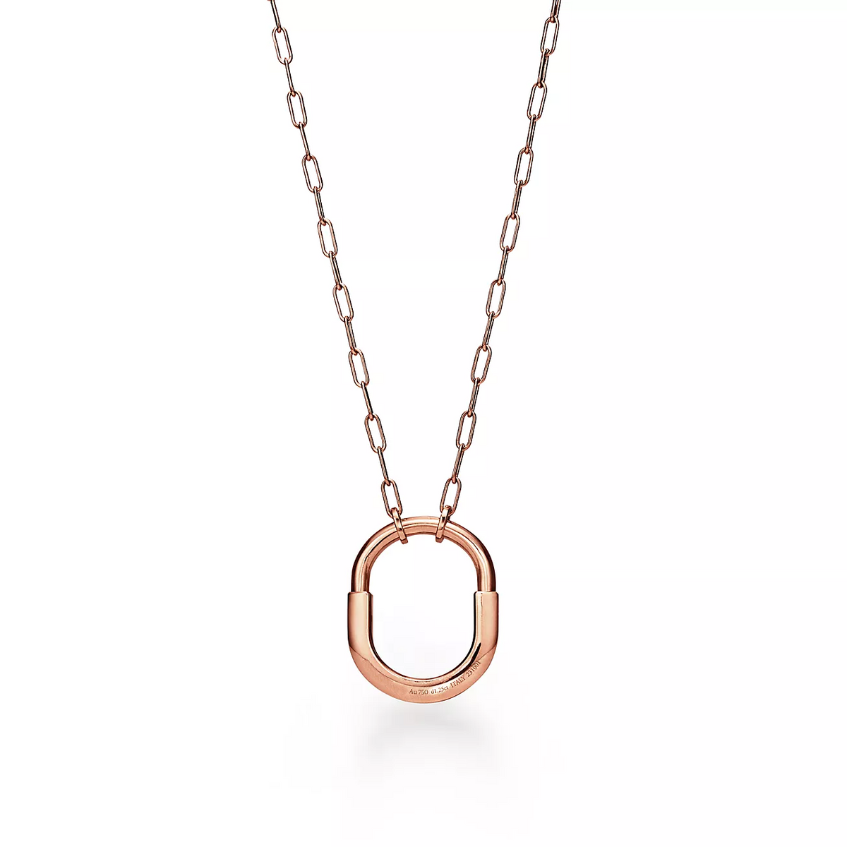[Resenara Jewelry]LOCK NECKLACE MEDIUM PENDANT PINK GOLD PAVED DIAMONDS