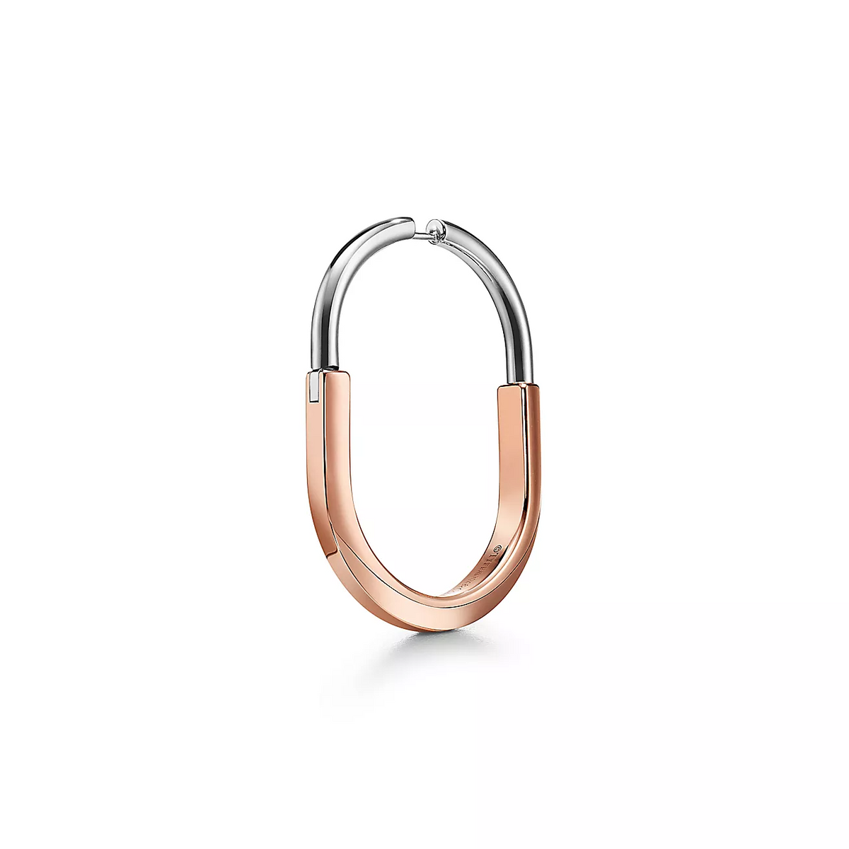 [Resenara Jewelry]LOCK EARRINGS ROSE AND WHITE GOLD DIAMONDS EXTRA LARGE