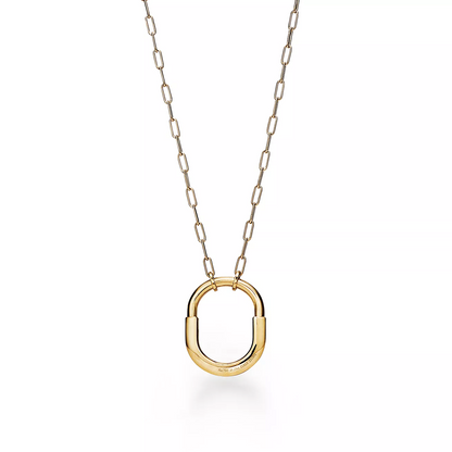 [Resenara Jewelry]LOCK NECKLACE MEDIUM PENDANT GOLD PAVED DIAMONDS
