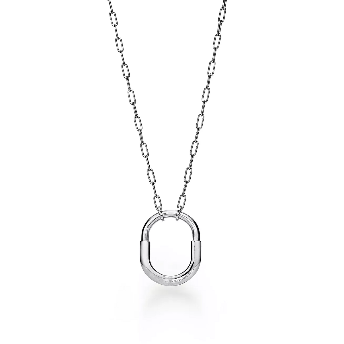 [Resenara Jewelry]LOCK NECKLACE MEDIUM PENDANT SILVER PAVED DIAMONDS
