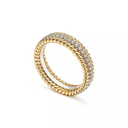 [Resenara Jewelry]ROPE TWO-ROW GOLD DIAMOND RING