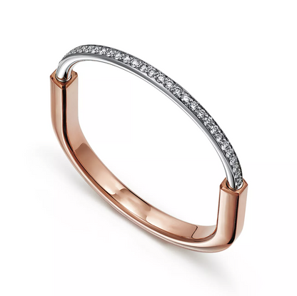 [Resenara Jewelry]LOCK BRACELET ROSE AND WHITE GOLD DIAMOND
