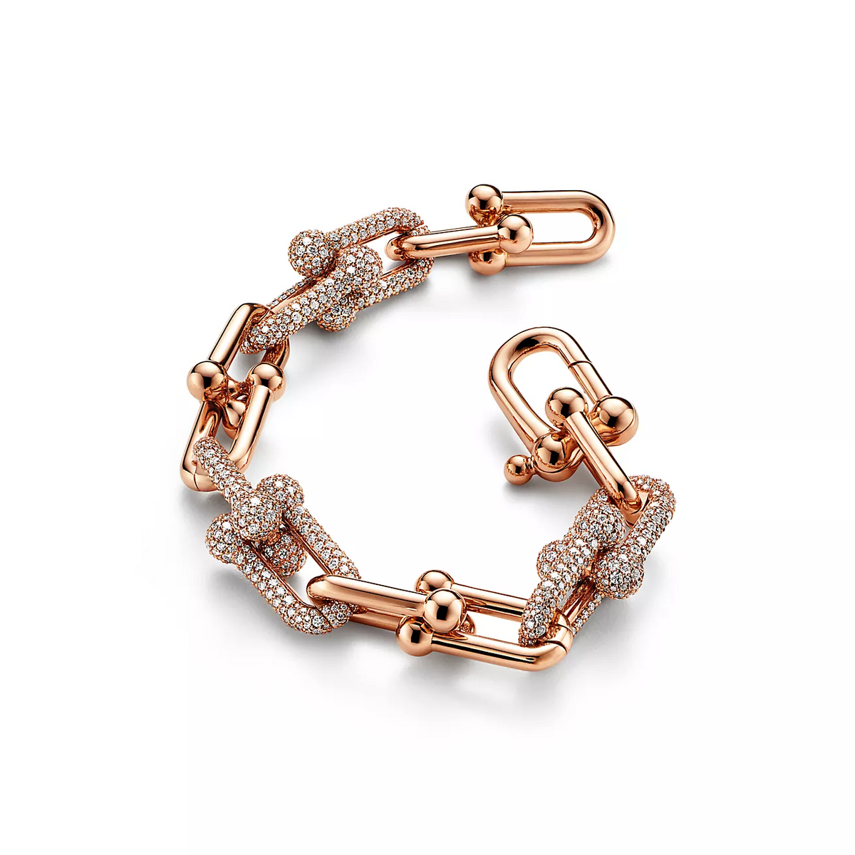 [Resenara Jewelry]HARDWEAR LARGE LINK PINK GOLD PAVED DIAMOND BRACELET
