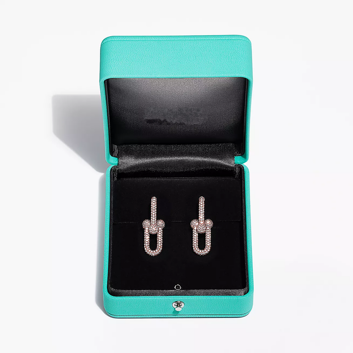 [Resenara Jewelry]LARGE LINK EARRINGS PINK GOLD WITH PAVED DIAMONDS