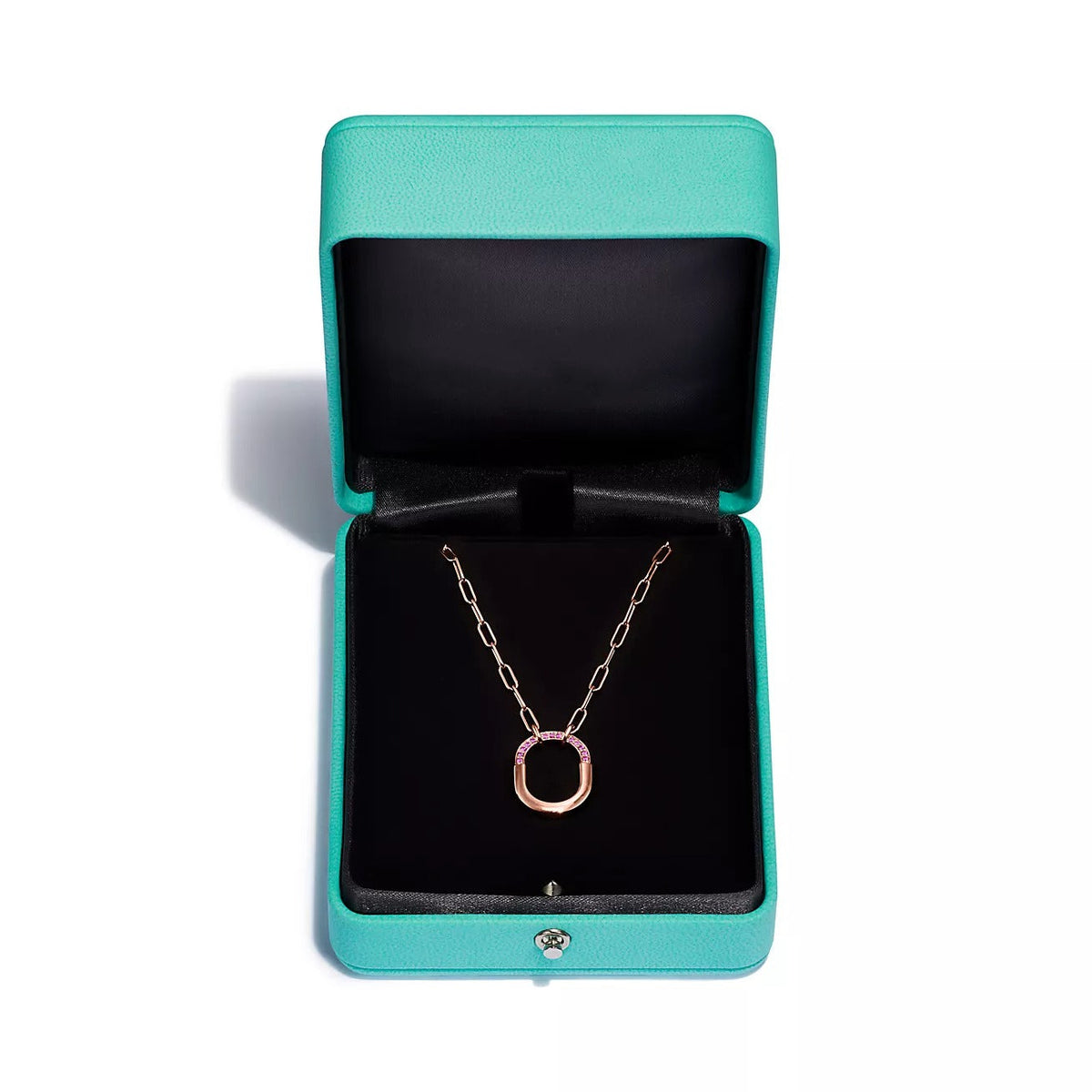 [Resenara Jewelry]LOCK SMALL PENDANT PINK DIAMOND PINK GOLD NECKLACE