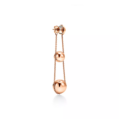 [Resenara Jewelry]TRIPLE DROP PINK GOLD EARRINGS