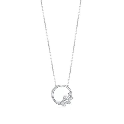 [Resenara Jewelry]DIAMOND VINE CIRCLE PENDANT PLATINUM NECKLACE