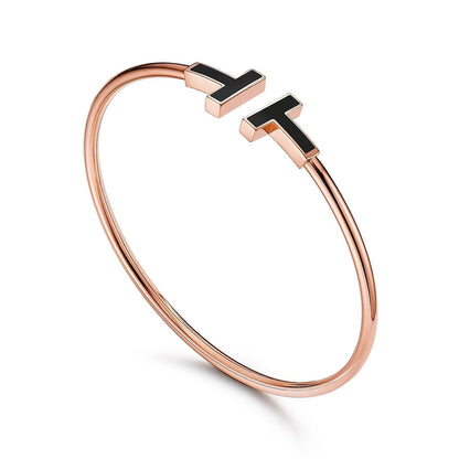 [Resenara Jewelry]T BRACELET 1.8MM ONYX PINK GOLD
