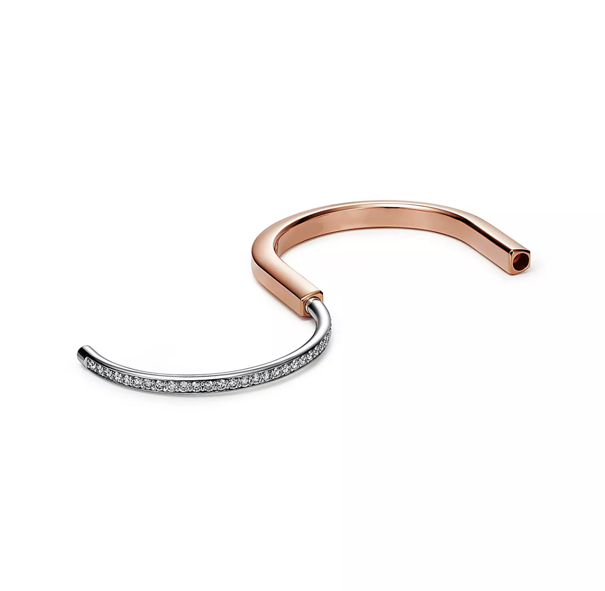 [Resenara Jewelry]LOCK BRACELET ROSE AND WHITE GOLD DIAMOND