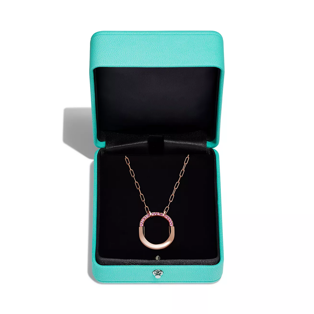 [Resenara Jewelry]LOCK MEDIUM PENDANT PINK DIAMOND PINK GOLD NECKLACE