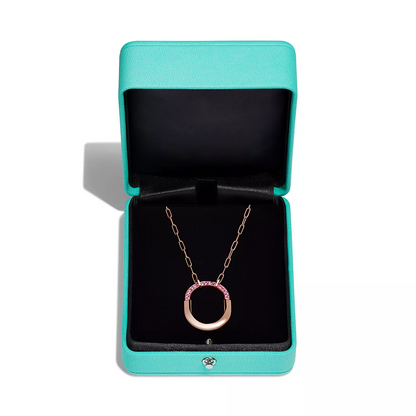 [Resenara Jewelry]LOCK MEDIUM PENDANT PINK DIAMOND PINK GOLD NECKLACE