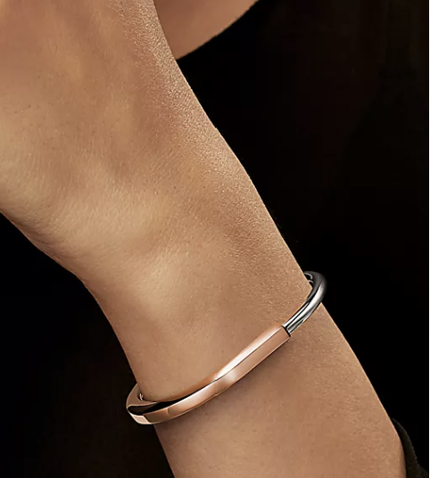 [Resenara Jewelry]LOCK BRACELET ROSE AND WHITE GOLD