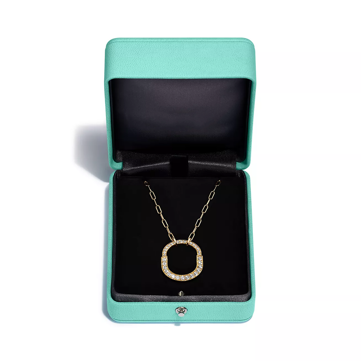 [Resenara Jewelry]LOCK NECKLACE MEDIUM PENDANT GOLD PAVED DIAMONDS