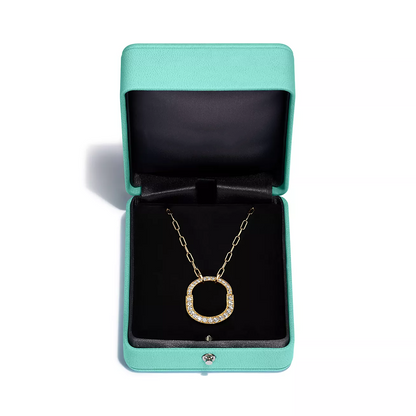 [Resenara Jewelry]LOCK NECKLACE MEDIUM PENDANT GOLD PAVED DIAMONDS