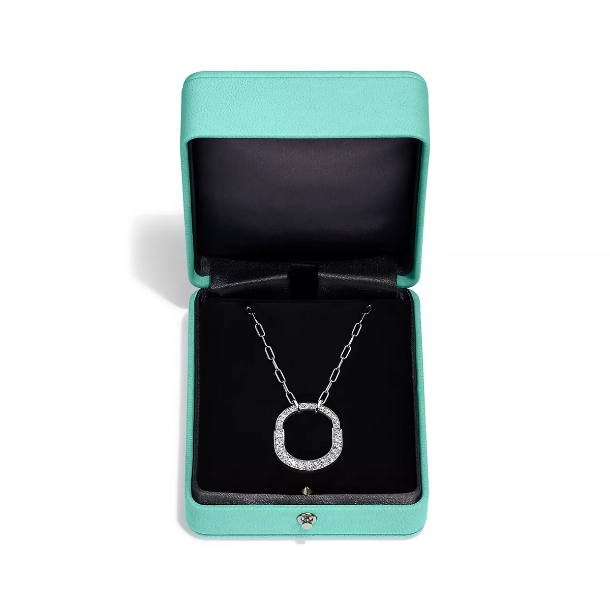[Resenara Jewelry]LOCK NECKLACE MEDIUM PENDANT SILVER PAVED DIAMONDS