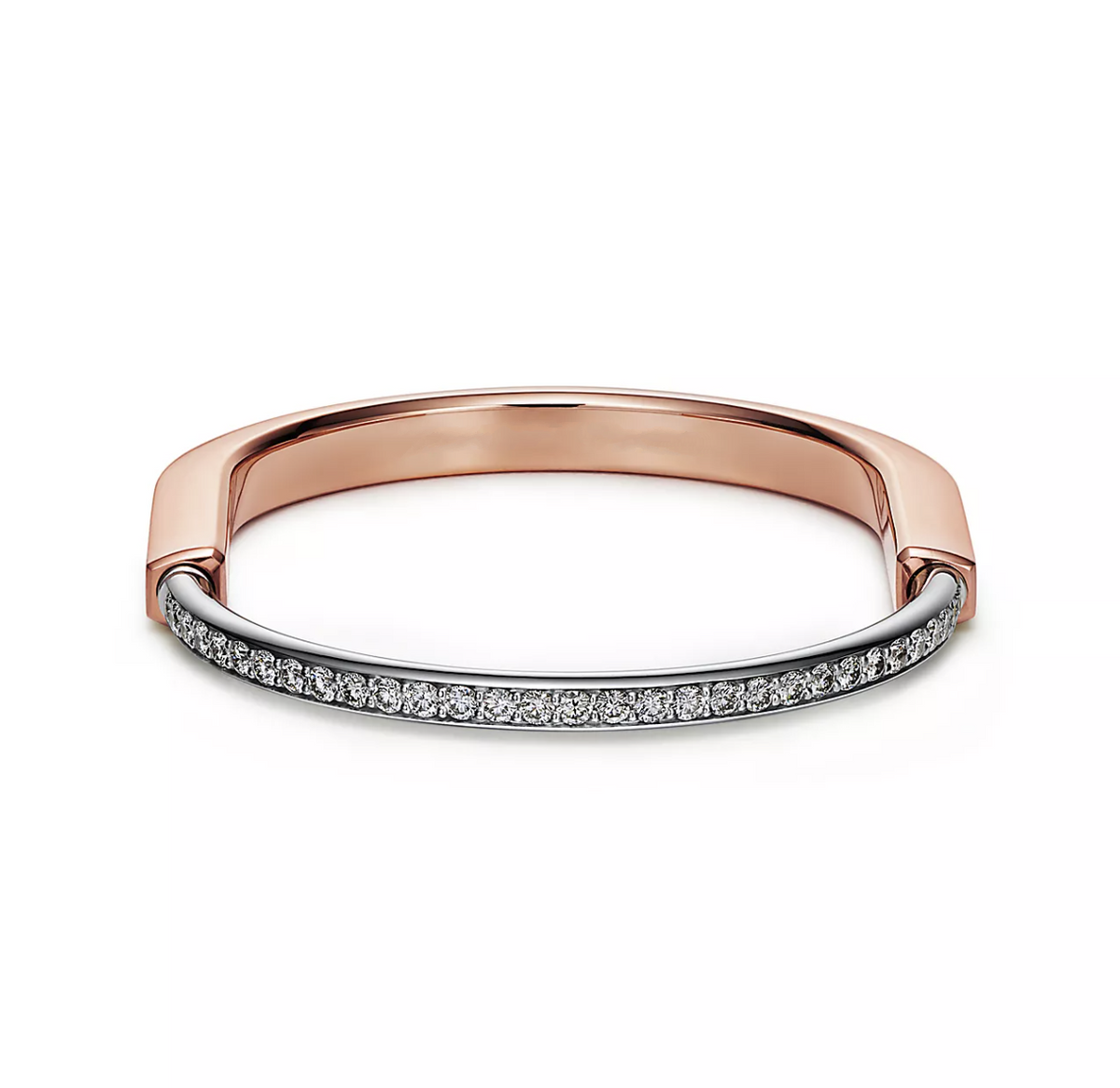 [Resenara Jewelry]LOCK BRACELET ROSE AND WHITE GOLD DIAMOND