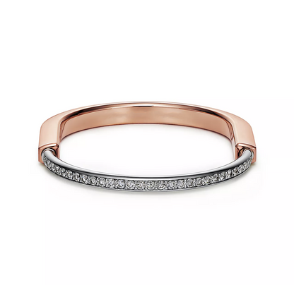 [Resenara Jewelry]LOCK BRACELET ROSE AND WHITE GOLD DIAMOND