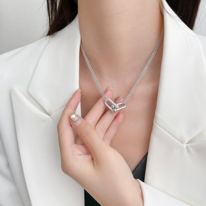 [Resenara Jewelry]HARDWEAR DIAMOND PEDANT DOUBLE CHAIN NECKLACE