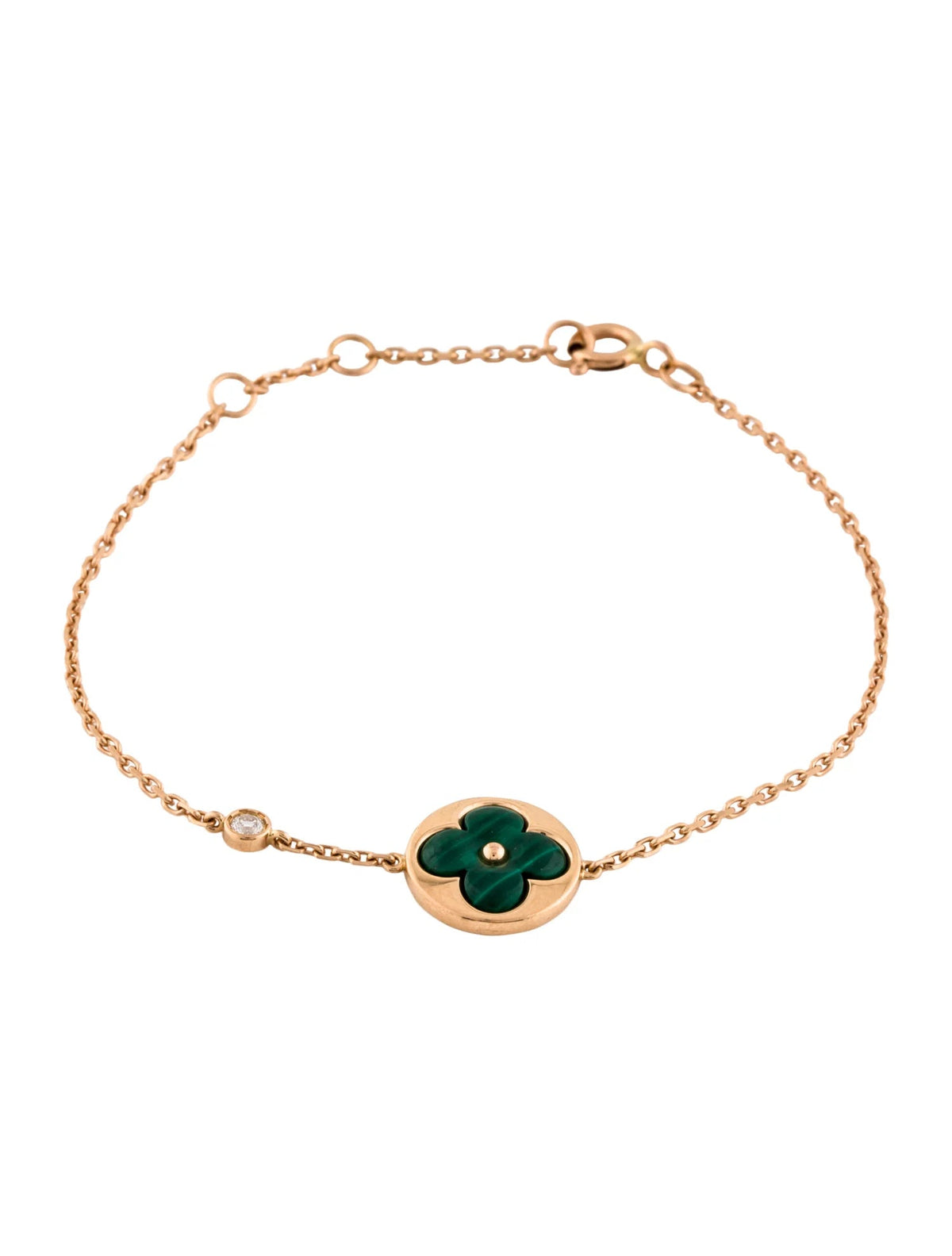 [Renovia Jewelry]SUN MALACHITE 1 DIAMOND PINK GOLD BRACELET