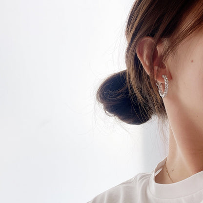[Resenara Jewelry]SILVER DIAMOND HOOP EARRINGS