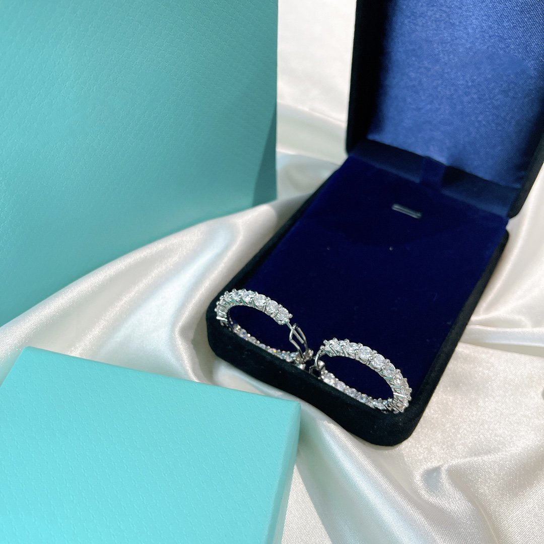 [Resenara Jewelry]SILVER DIAMOND HOOP EARRINGS