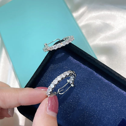 [Resenara Jewelry]SILVER DIAMOND HOOP EARRINGS