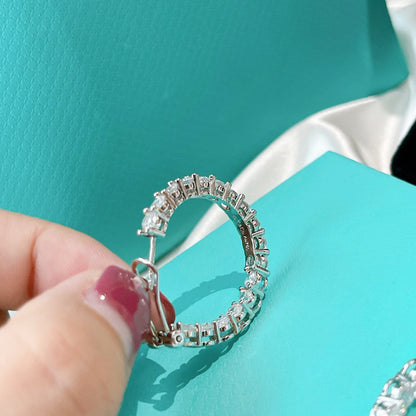 [Resenara Jewelry]SILVER DIAMOND HOOP EARRINGS