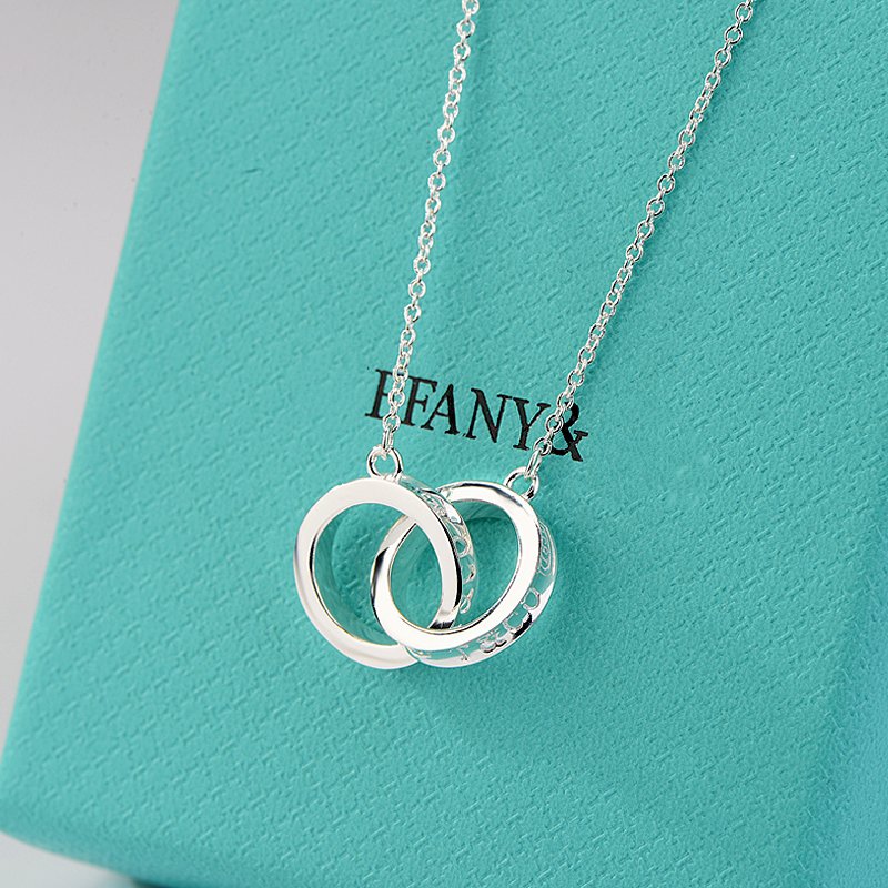 [Resenara Jewelry]NECKLACE FEMALE DOUBLE RING DOUBLE CIRCLE COUPLE PENDANT